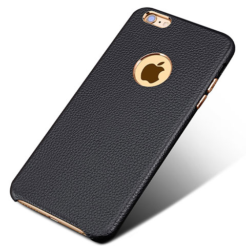 Funda Lujo Cuero Carcasa para Apple iPhone 6S Plus Negro