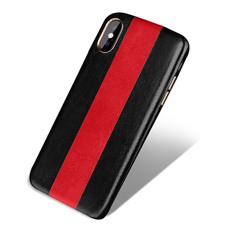 Funda Lujo Cuero Carcasa para Apple iPhone Xs Rojo