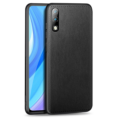 Funda Lujo Cuero Carcasa para Huawei Enjoy 10 Negro