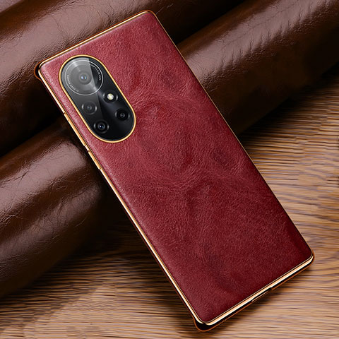 Funda Lujo Cuero Carcasa para Huawei Nova 8 Pro 5G Rojo