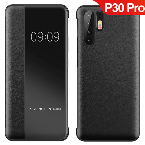 Funda Lujo Cuero Carcasa para Huawei P30 Pro New Edition Negro