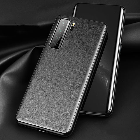 Funda Lujo Cuero Carcasa para Huawei P40 Lite 5G Negro