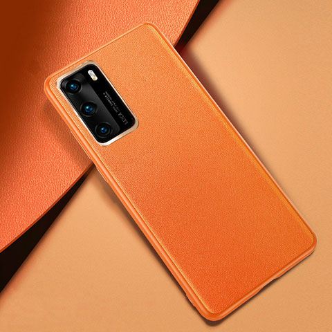 Funda Lujo Cuero Carcasa para Huawei P40 Naranja