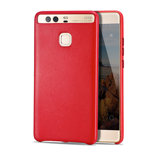 Funda Lujo Cuero Carcasa para Huawei P9 Rojo