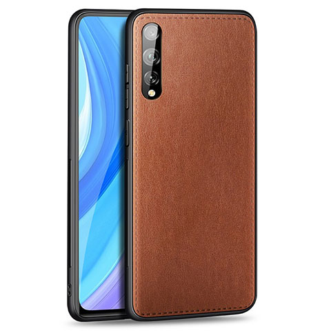 Funda Lujo Cuero Carcasa para Huawei Y8p Marron