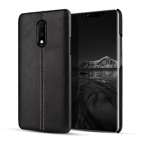 Funda Lujo Cuero Carcasa para OnePlus 7 Negro