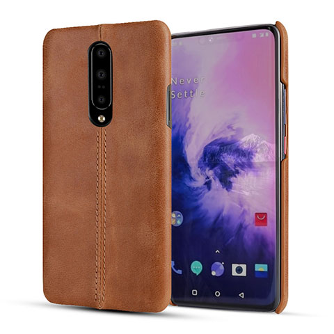 Funda Lujo Cuero Carcasa para OnePlus 7 Pro Naranja