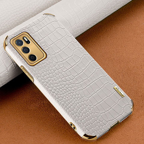 Funda Lujo Cuero Carcasa para Oppo A16 Blanco