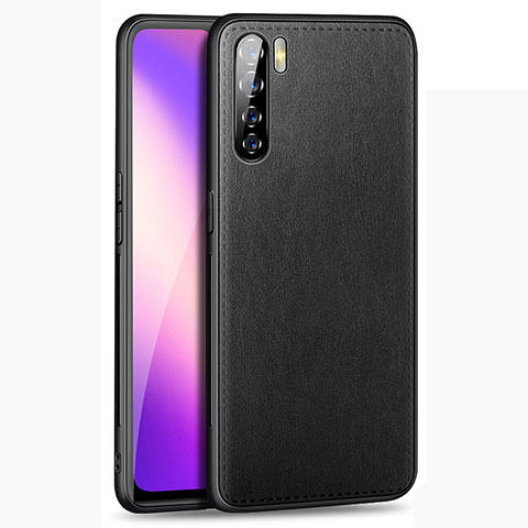 Funda Lujo Cuero Carcasa para Oppo A91 Negro