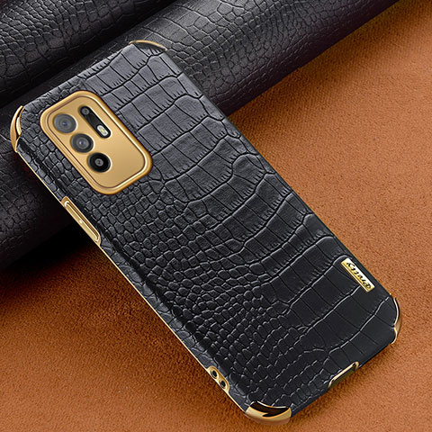 Funda Lujo Cuero Carcasa para Oppo A95 5G Negro