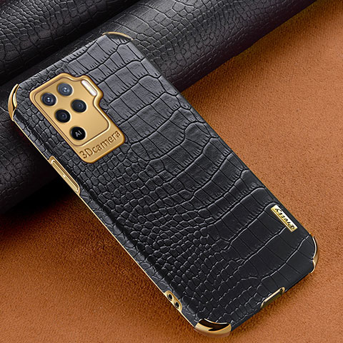 Funda Lujo Cuero Carcasa para Oppo F19 Pro Negro