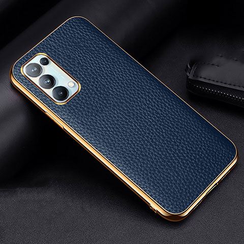 Funda Lujo Cuero Carcasa para Oppo Find X3 Lite 5G Azul