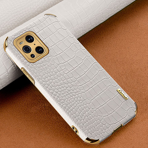 Funda Lujo Cuero Carcasa para Oppo Find X3 Pro 5G Blanco