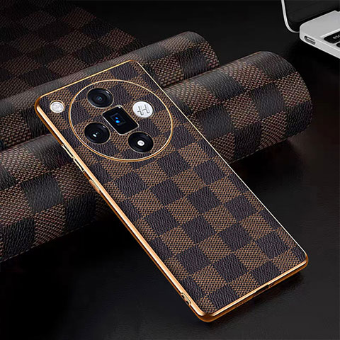 Funda Lujo Cuero Carcasa para Oppo Find X7 Ultra 5G Marron