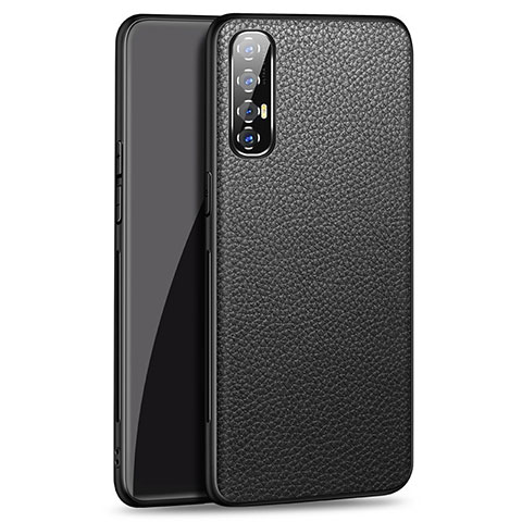 Funda Lujo Cuero Carcasa para Oppo Reno3 Pro Negro