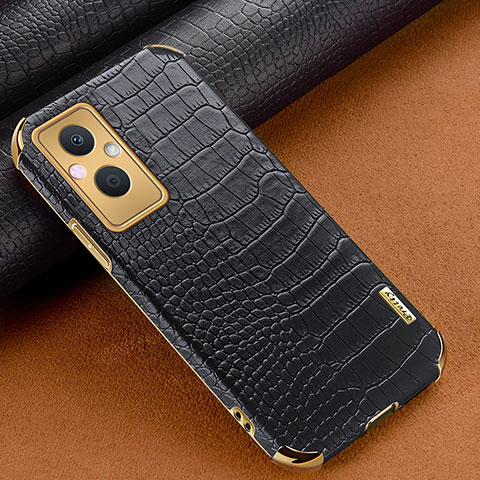 Funda Lujo Cuero Carcasa para Oppo Reno7 Lite 5G Negro