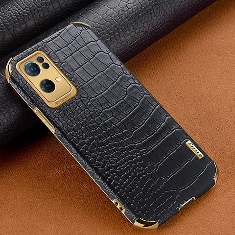 Funda Lujo Cuero Carcasa para Oppo Reno7 Pro 5G Negro