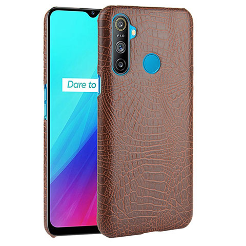 Funda Lujo Cuero Carcasa para Realme C3 Marron