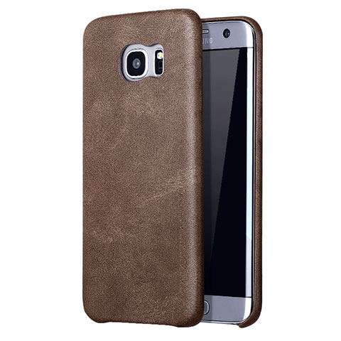 Funda Lujo Cuero Carcasa para Samsung Galaxy S7 Edge G935F Marron