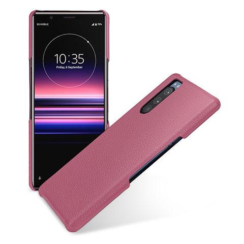 Funda Lujo Cuero Carcasa para Sony Xperia 5 Rosa