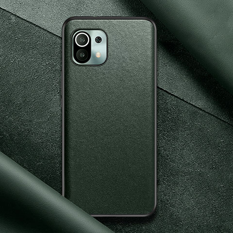 Funda Lujo Cuero Carcasa para Xiaomi Mi 11 5G Verde Noche