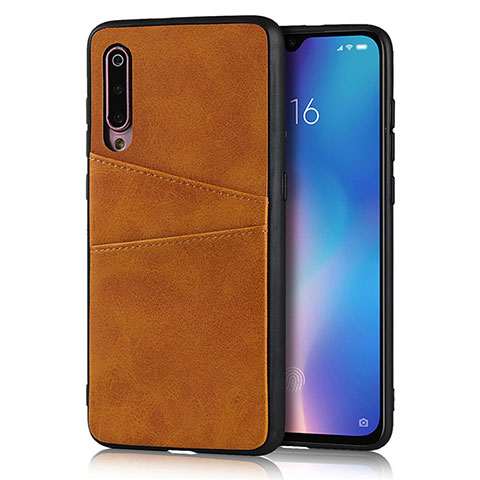 Funda Lujo Cuero Carcasa para Xiaomi Mi 9 Naranja