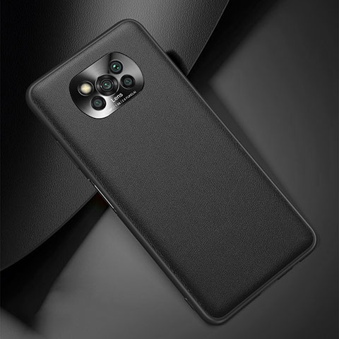 Funda Lujo Cuero Carcasa para Xiaomi Poco X3 Negro