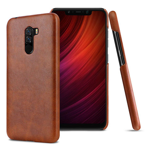 Funda Lujo Cuero Carcasa para Xiaomi Pocophone F1 Marron