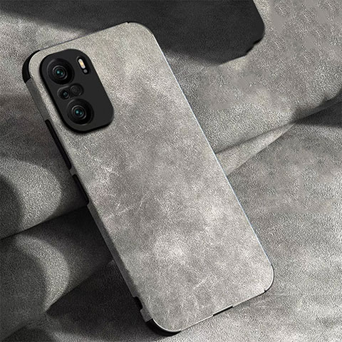 Funda Lujo Cuero Carcasa para Xiaomi Redmi K40 5G Gris