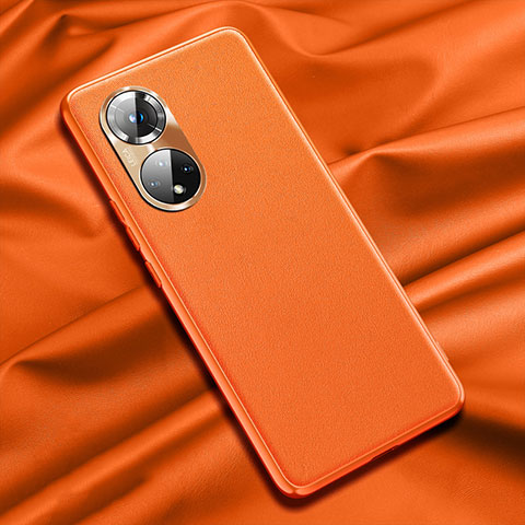 Funda Lujo Cuero Carcasa QK1 para Huawei Honor 50 5G Naranja