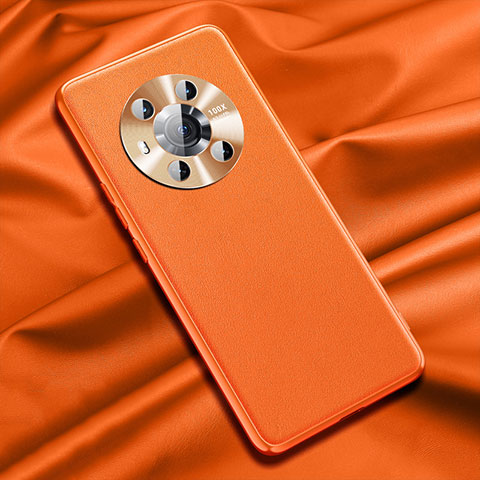 Funda Lujo Cuero Carcasa QK1 para Huawei Honor Magic3 5G Naranja