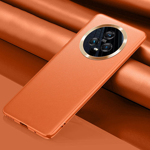 Funda Lujo Cuero Carcasa QK1 para Huawei Honor Magic5 5G Naranja