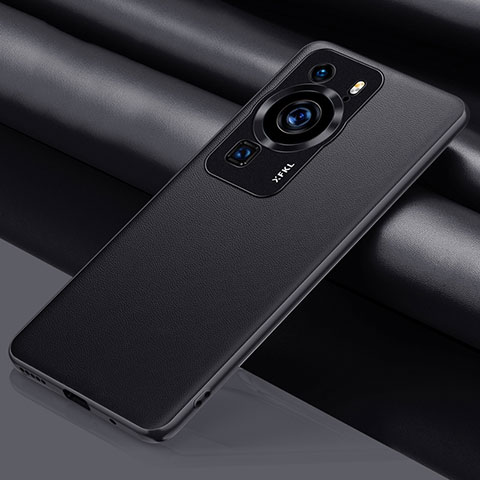 Funda Lujo Cuero Carcasa QK1 para Huawei P60 Pro Negro