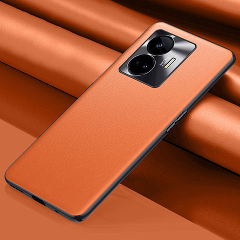 Funda Lujo Cuero Carcasa QK1 para Realme GT Neo5 5G Naranja