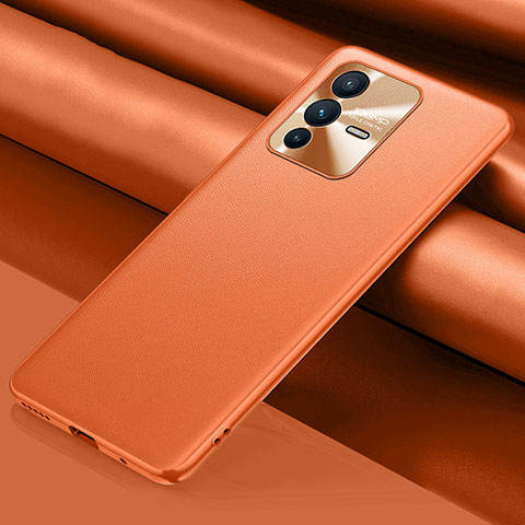 Funda Lujo Cuero Carcasa QK1 para Vivo V23 Pro 5G Naranja