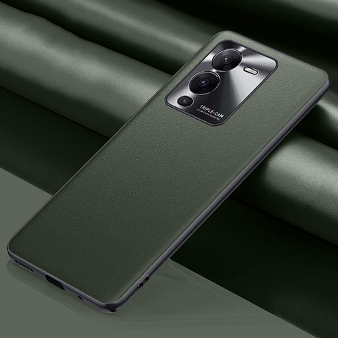 Funda Lujo Cuero Carcasa QK1 para Vivo V25 Pro 5G Verde