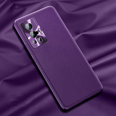 Funda Lujo Cuero Carcasa QK1 para Vivo X70 Pro 5G Morado