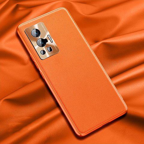 Funda Lujo Cuero Carcasa QK1 para Vivo X70 Pro 5G Naranja