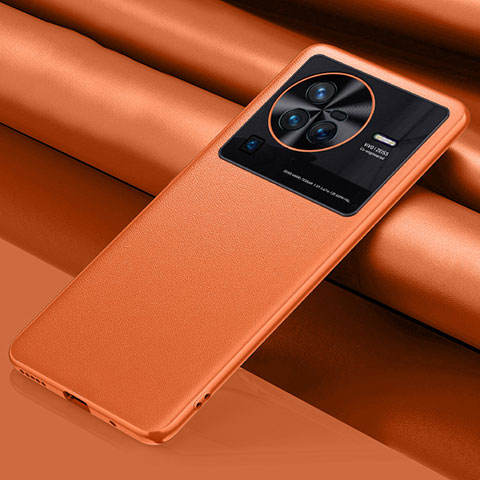 Funda Lujo Cuero Carcasa QK1 para Vivo X80 Pro 5G Naranja