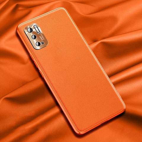 Funda Lujo Cuero Carcasa QK1 para Xiaomi Redmi Note 10 5G Naranja