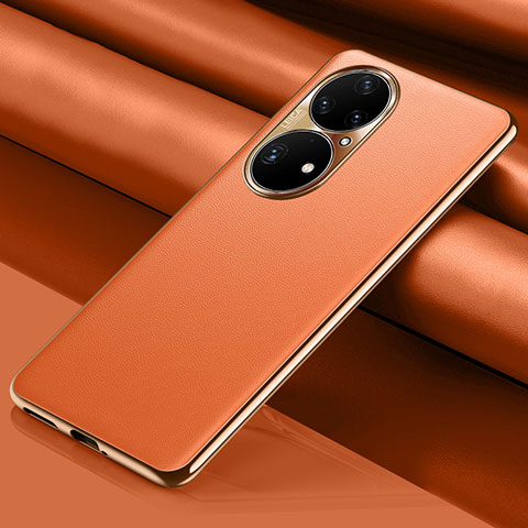 Funda Lujo Cuero Carcasa QK2 para Huawei P50 Naranja