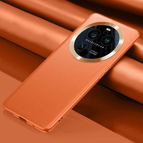 Funda Lujo Cuero Carcasa QK2 para Oppo Find X6 5G Naranja