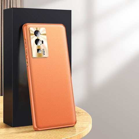 Funda Lujo Cuero Carcasa QK2 para Xiaomi Redmi K60 5G Naranja