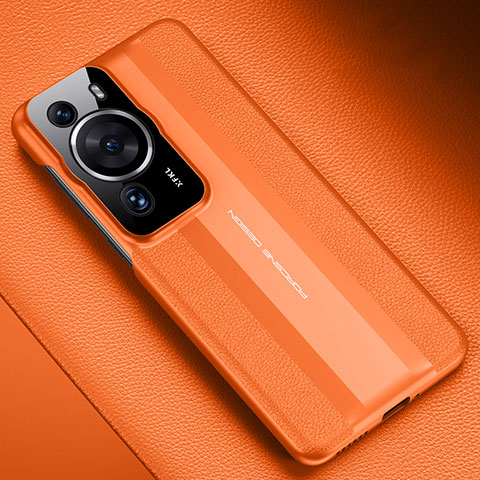 Funda Lujo Cuero Carcasa QK3 para Huawei P60 Pro Naranja