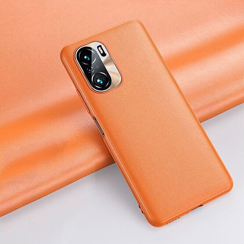 Funda Lujo Cuero Carcasa QK3 para Xiaomi Poco F3 5G Naranja