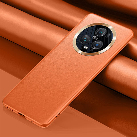 Funda Lujo Cuero Carcasa QK5 para Huawei Honor Magic5 Pro 5G Naranja