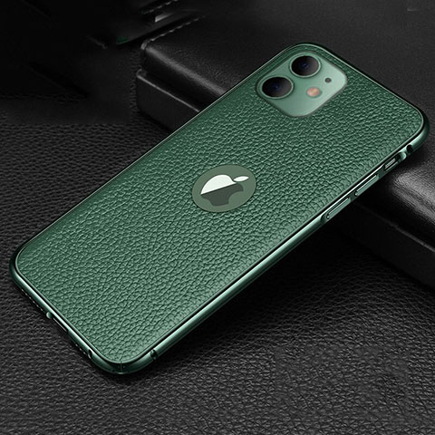 Funda Lujo Cuero Carcasa R01 para Apple iPhone 11 Verde