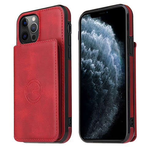 Funda Lujo Cuero Carcasa R01 para Apple iPhone 12 Pro Max Rojo