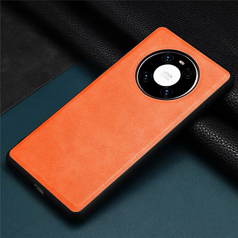 Funda Lujo Cuero Carcasa R01 para Huawei Mate 40 Naranja