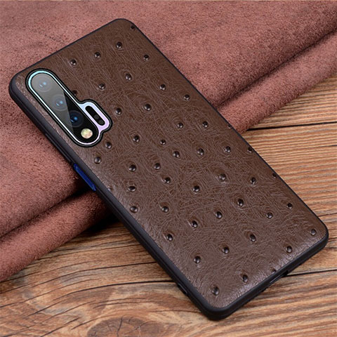 Funda Lujo Cuero Carcasa R01 para Huawei Nova 6 Marron